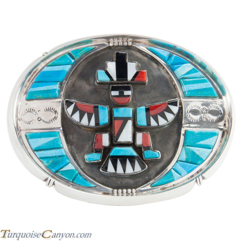 Navajo Native American Turquoise Knifewing Belt Buckle by Navajo Native American Turquoise Knifewing Belt Buckle by
