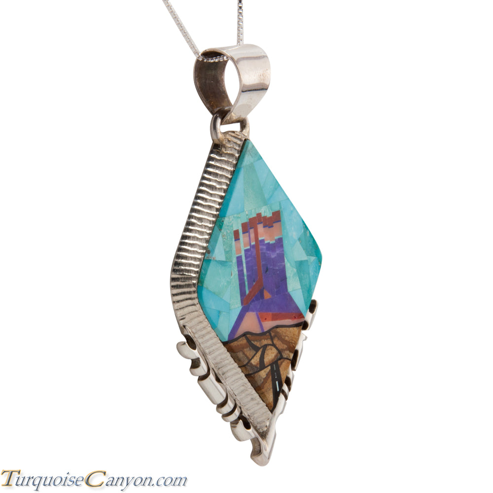 Navajo Native American Turquoise Pendant Necklace Alvin Yellowhorse  SKU224712