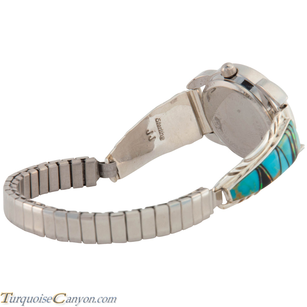 Navajo Native American Turquoise and Lab Opal Watch Tips  display picture 2