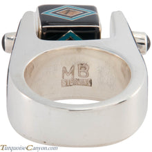 Load image into Gallery viewer, Navajo Native American Turquoise and Black Jade Ring Size 9 1/2 SKU227421