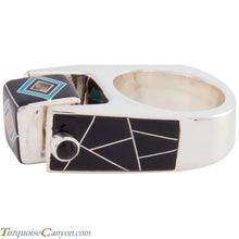 Load image into Gallery viewer, Navajo Native American Turquoise and Black Jade Ring Size 9 1/2 SKU227421