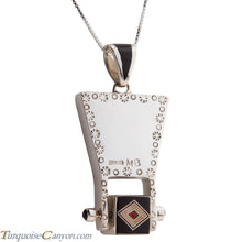 Load image into Gallery viewer, Navajo Native American Jet and Lab Opal Pendant Necklace by Benally SKU227422