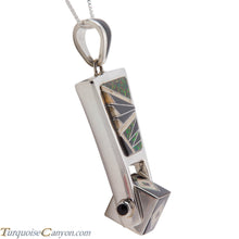 Load image into Gallery viewer, Navajo Native American Jet and Lab Opal Pendant Necklace by Benally SKU227422