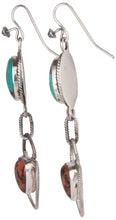 Load image into Gallery viewer, Navajo Native American Turquoise and Coral Earrings by Richard Jim SKU229923