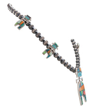 Load image into Gallery viewer, Navajo Native American Turquoise Inlay Yei Necklace by Alexius SKU230568