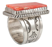 Load image into Gallery viewer, Navajo Native American Orange Spiny Shell Ring Size 10 by Yazzie SKU231045
