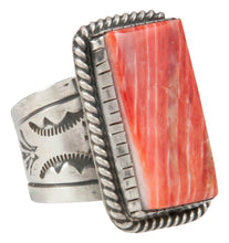 Load image into Gallery viewer, Navajo Native American Orange Spiny Shell Ring Size 10 by Yazzie SKU231045
