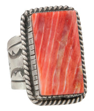 Load image into Gallery viewer, Navajo Native American Orange Spiny Shell Ring Size 10 by Yazzie SKU231045
