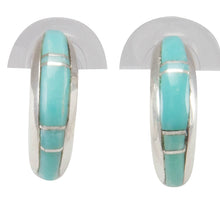 Load image into Gallery viewer, Navajo Native American Kingman Turquoise Inlay Earrings by B Joe SKU231154