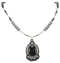 Load image into Gallery viewer, Navajo Native American Onyx, Crystal and Seed Bead Necklace by Begay SKU231166
