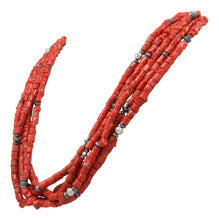 Load image into Gallery viewer, Navajo Native American Red Coral Necklace by Burbank and Livingston SKU231390