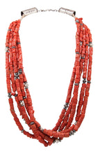 Load image into Gallery viewer, Navajo Native American Red Coral Necklace by Burbank and Livingston SKU231390