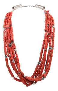Navajo Native American Red Coral Necklace by Burbank and Livingston SKU231390