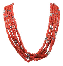 Load image into Gallery viewer, Navajo Native American Red Coral Necklace by Burbank and Livingston SKU231390