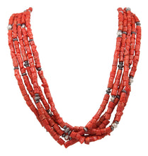 Load image into Gallery viewer, Navajo Native American Red Coral Necklace by Burbank and Livingston SKU231390
