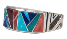Load image into Gallery viewer, Navajo Native American Turquoise and Lapis Inlay Ring Size 11 3/4 by Calvin Begay SKU231416
