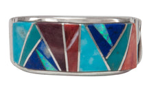 Load image into Gallery viewer, Navajo Native American Turquoise and Lapis Inlay Ring Size 11 3/4 by Calvin Begay SKU231416