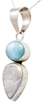 Load image into Gallery viewer, Navajo Native American Larimar and Druzy Pendant Necklace by Bea Tom SKU232467