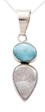 Load image into Gallery viewer, Navajo Native American Larimar and Druzy Pendant Necklace by Bea Tom SKU232467