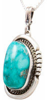 Load image into Gallery viewer, Navajo Native American Kingman Turquoise Pendant Necklace by Platero SKU232485