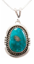Load image into Gallery viewer, Navajo Native American Kingman Turquoise Pendant Necklace by Platero SKU232489