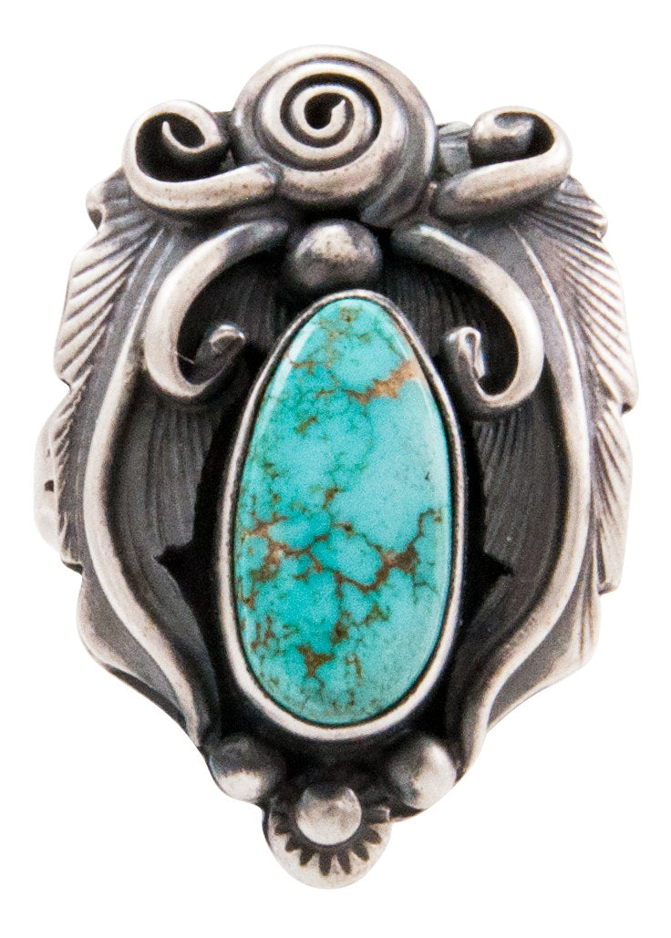 Navajo Native American Kingman Turquoise Ring Size 7 1/2 by Juan SKU23 ...