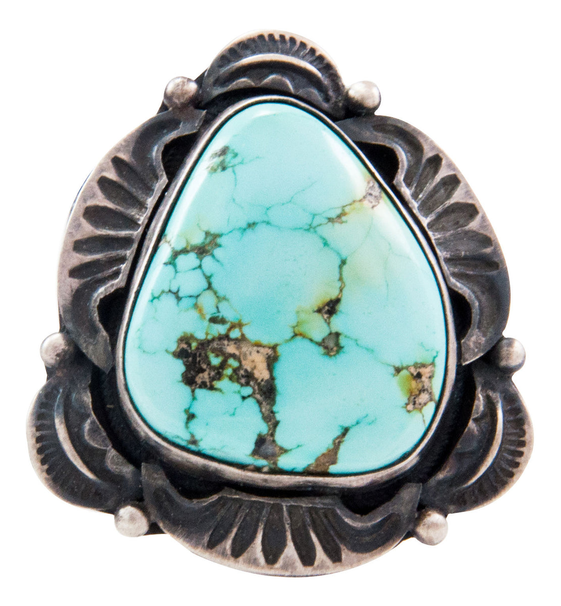 Navajo Native American Kingman Turquoise Ring Size 7 3/4 by Clark SKU2 ...