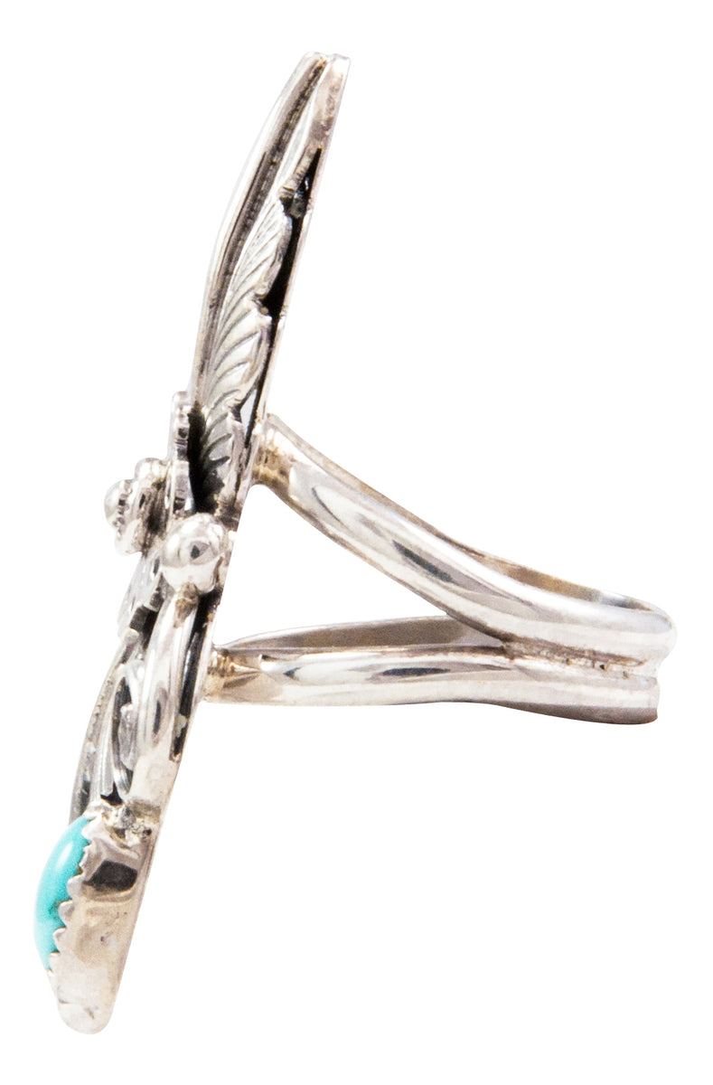Navajo Native American Kingman Turquoise Ring Size 7 1/4 by Lee SKU232 ...