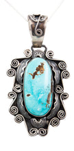 Load image into Gallery viewer, Navajo Native American Pilot Mountain Turquoise Pendant Necklace by Juan SKU232677