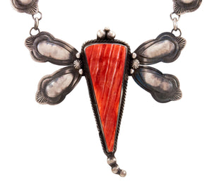 Navajo Native American Spiny Oyster Shell Dragongly Necklace by Lee SKU232930