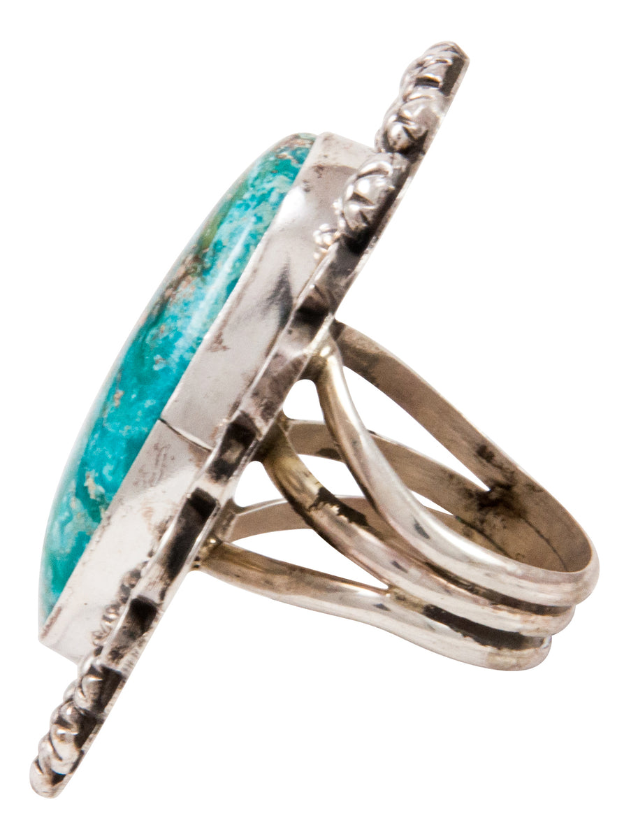 Navajo Native American Kingman Turquoise Ring Size 7 1/2 by Lee SKU232 ...