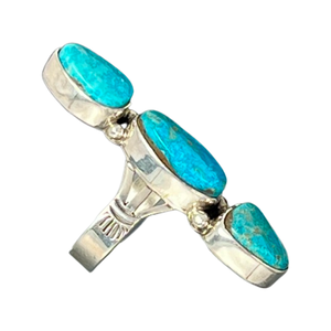 Navajo Native American Kingman Turquoise Ring Size 7 3/4 by Secatero SKU 233053