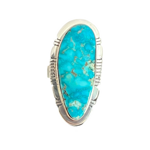 Navajo Native American Kingman Turquoise Ring Size 8 3/4 by Sanchez SKU 233057