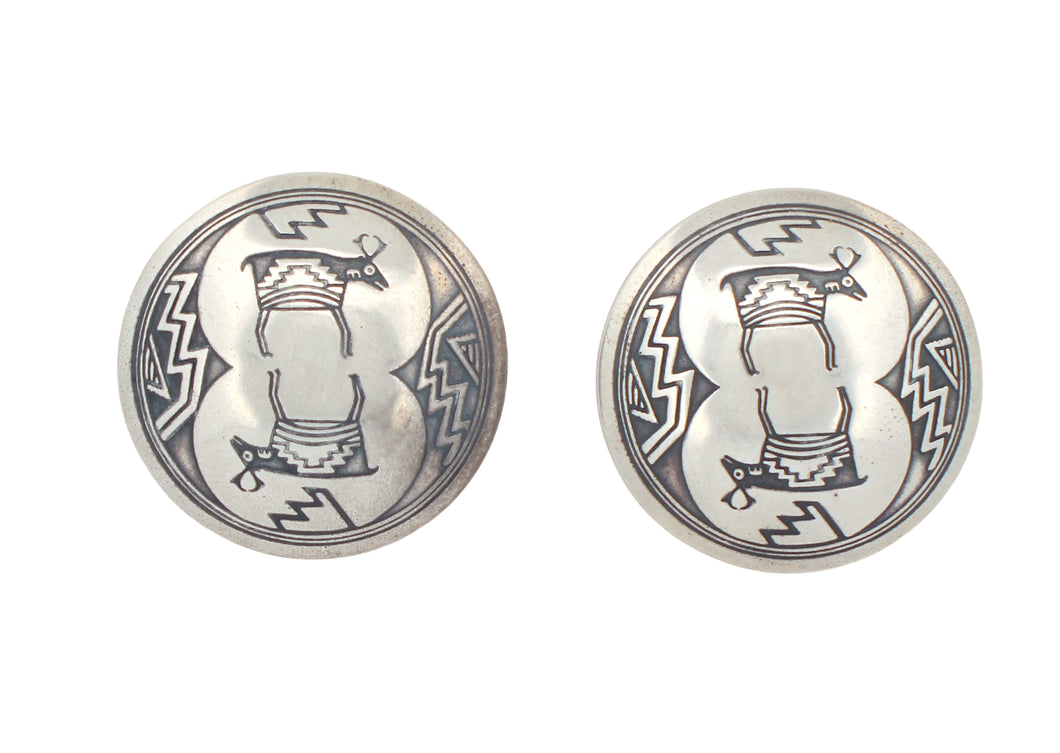 Southwestern Style Mule Deer Sterling Silver Post Earrings Non Native SKU224123