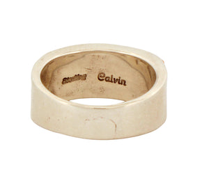 Navajo Native American Orange Shell and Created Opal Ring Size 12 1/4 by Calvin Begay SKU231405