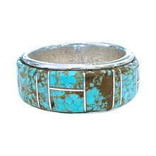 Load image into Gallery viewer, Navajo Native American Mine # 8 Turquoise Inlay Ring Size 10 SKU233082