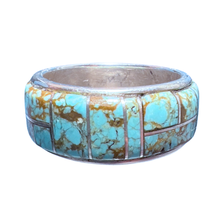 Load image into Gallery viewer, Navajo Native American Mine # 8 Turquoise Inlay Ring Size 10 SKU233082