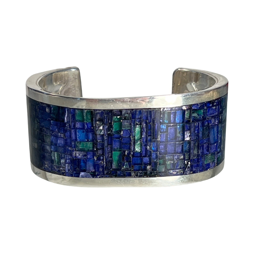 Zuni Native American Fluorite Inlay bracelet by Colin Coonsis SKU233085