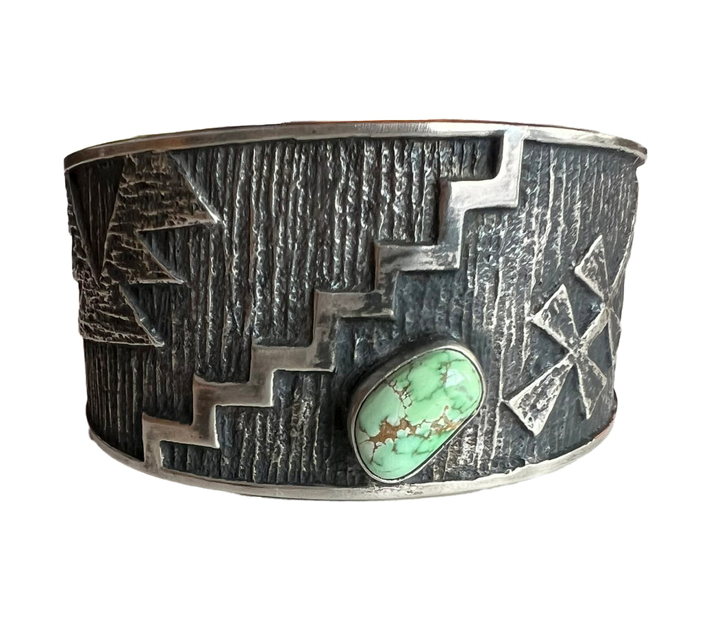 Navajo Native American Carico Lake Turquoise Bracelet by Aaron Anderson SKU233087