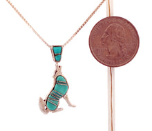 Load image into Gallery viewer, Navajo Native American Turquoise Inlay Coyote Pendant by Henry SKU233091