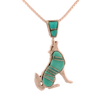 Load image into Gallery viewer, Navajo Native American Turquoise Inlay Coyote Pendant by Henry SKU233091