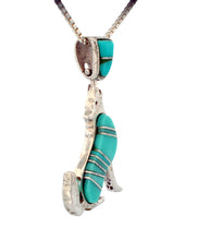 Load image into Gallery viewer, Navajo Native American Turquoise Inlay Coyote Pendant by Henry SKU233091