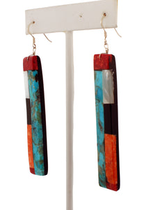 Santo Domingo Native American Turquoise and Jet Inlay Earrings SKU233095