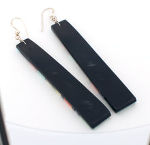 Load image into Gallery viewer, Santo Domingo Native American Turquoise and Jet Inlay Earrings SKU233096