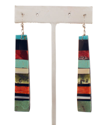 Santo Domingo Native American Turquoise and Jet Inlay Earrings SKU233096