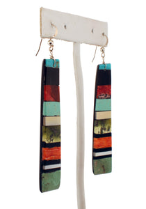 Santo Domingo Native American Turquoise and Jet Inlay Earrings SKU233096