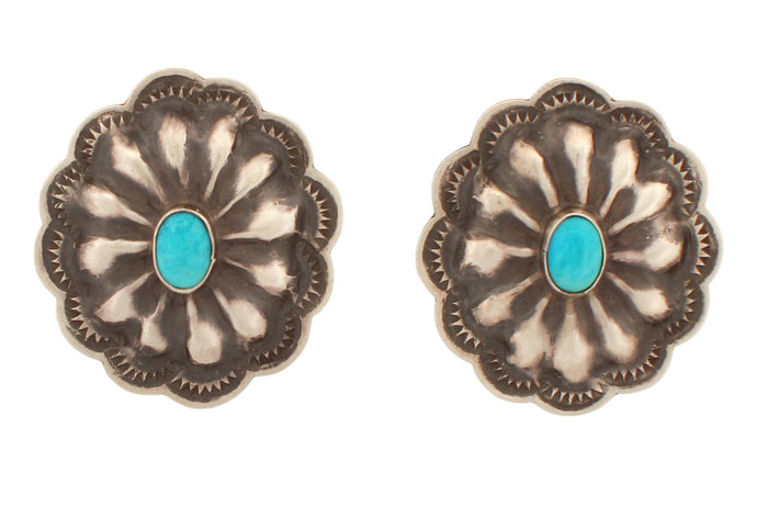 Navajo Native American Turquoise Conch Earrings SKU233098