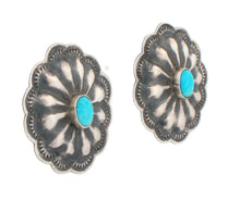 Load image into Gallery viewer, Navajo Native American Turquoise Conch Earrings SKU233098