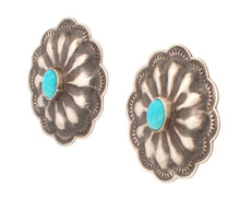 Load image into Gallery viewer, Navajo Native American Turquoise Conch Earrings SKU233098
