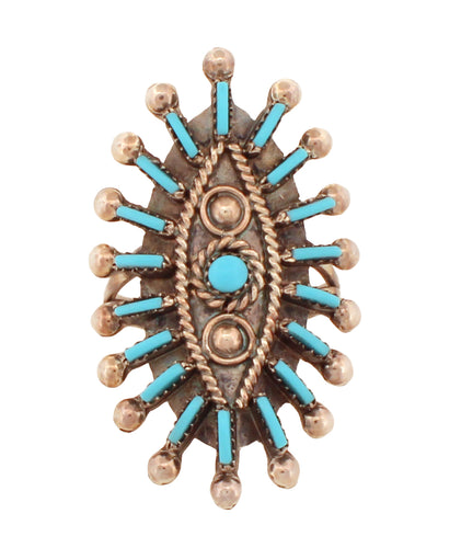 Zuni Native American Needlepoint Turqouise Ring Size 7 SKU233099